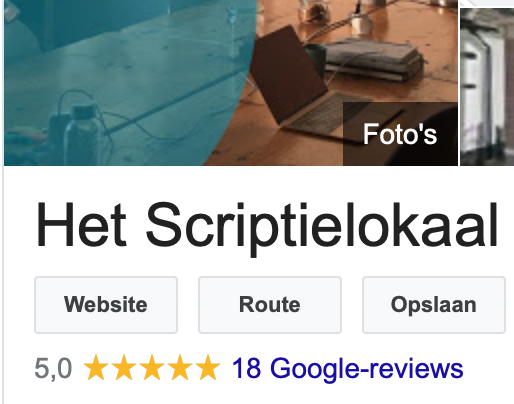 Google reviews 18 keer 5 sterren